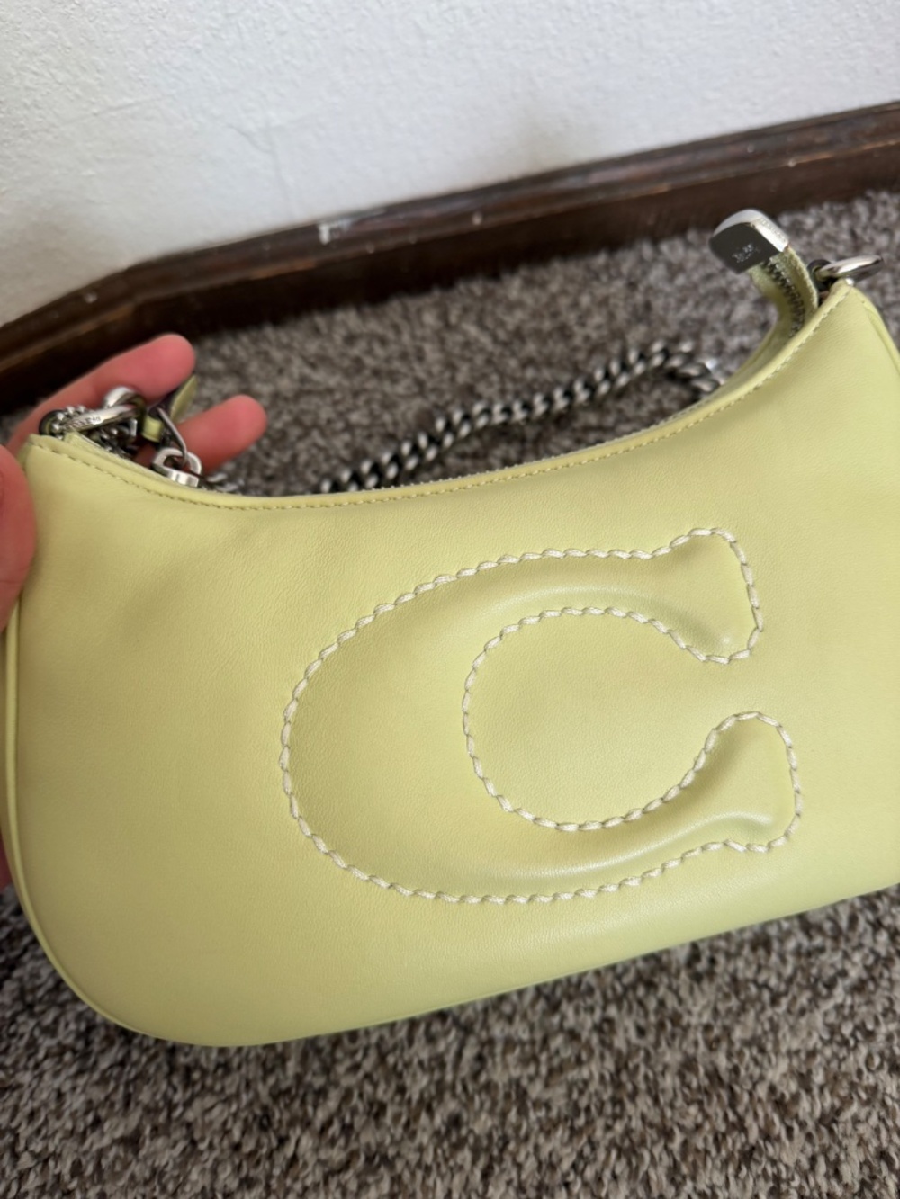 Coach- Teri Shoulder Bag With Signature Quilting (Silver/Pale Lime) - Picture 2 of 9